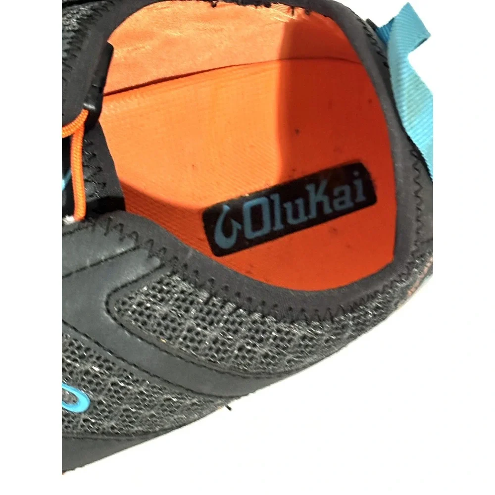 Olukai ELEU Trainer Men's Size 9.5 Slip On Water Shoes Gray Orange